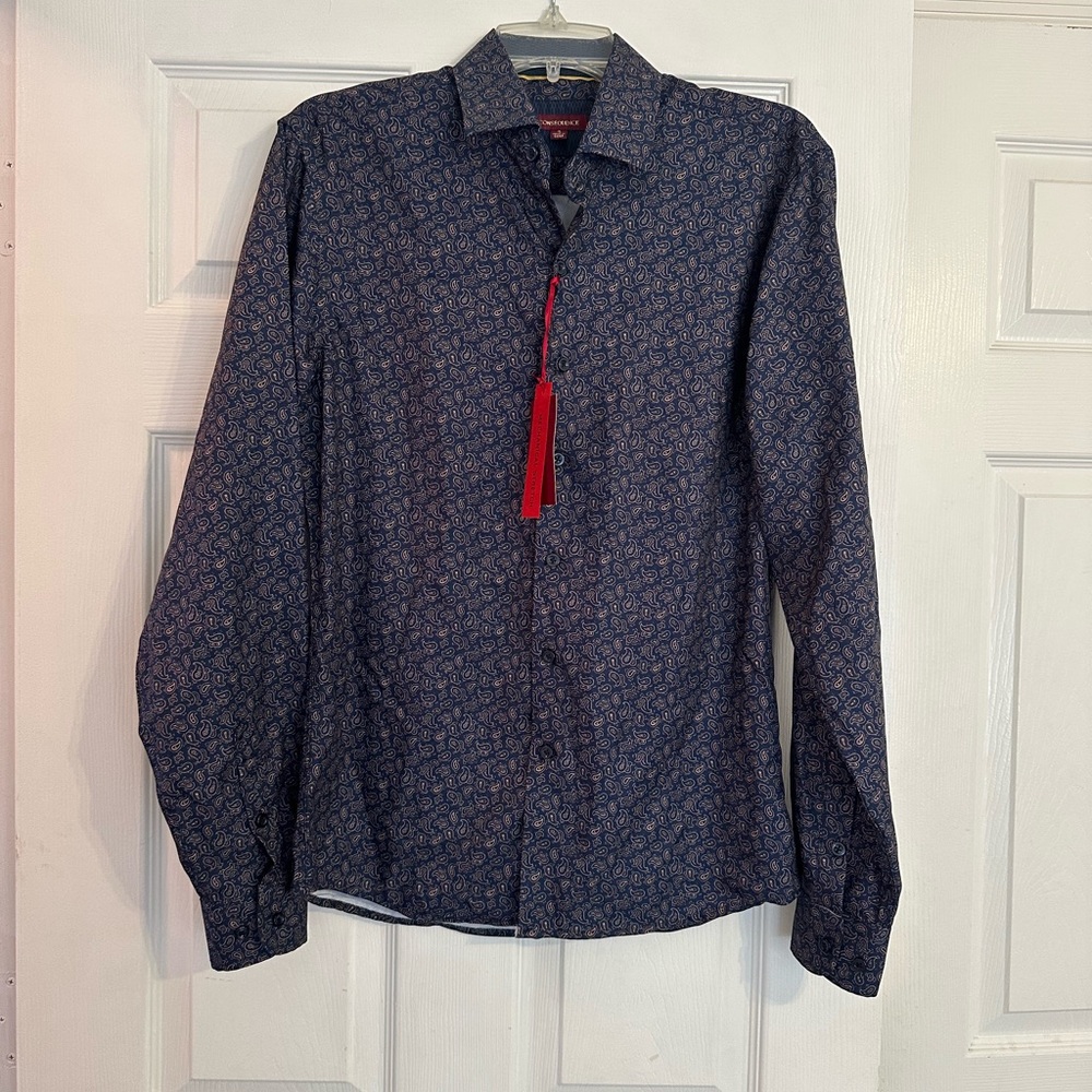 NWT Consequence Stylish Blue Paisley Patterned Men's Shirt